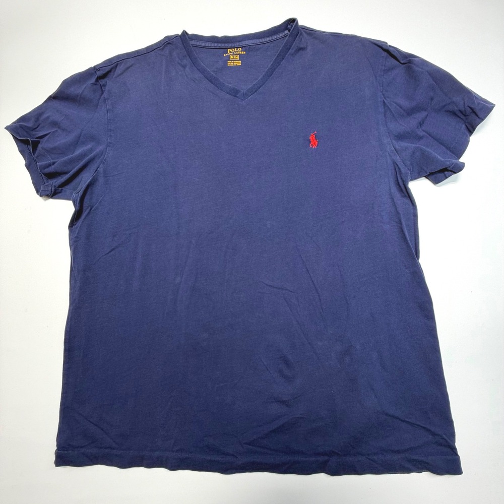 Polo Ralph Lauren Men's V-Neck Tee‎ Navy Blue Medium